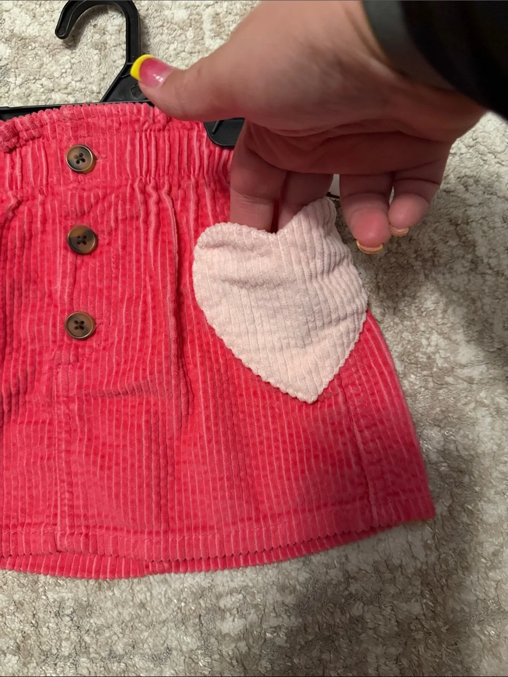 Old Navy Bright Pink Corduroy Skirt with Pink Heart Pockets size 18/24M-NWT